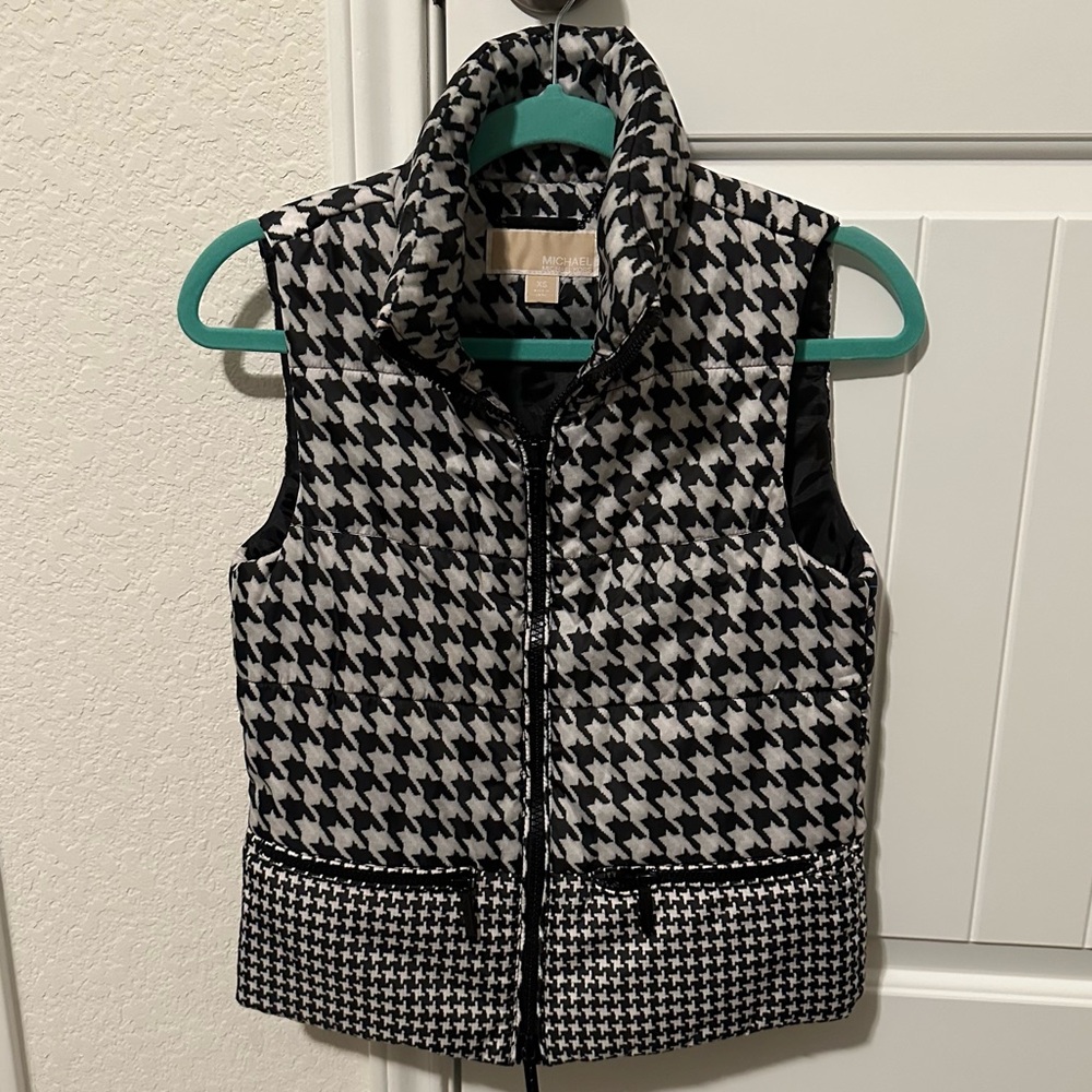 Michael Kors Houndstooth Puffer Vest Women Size XS